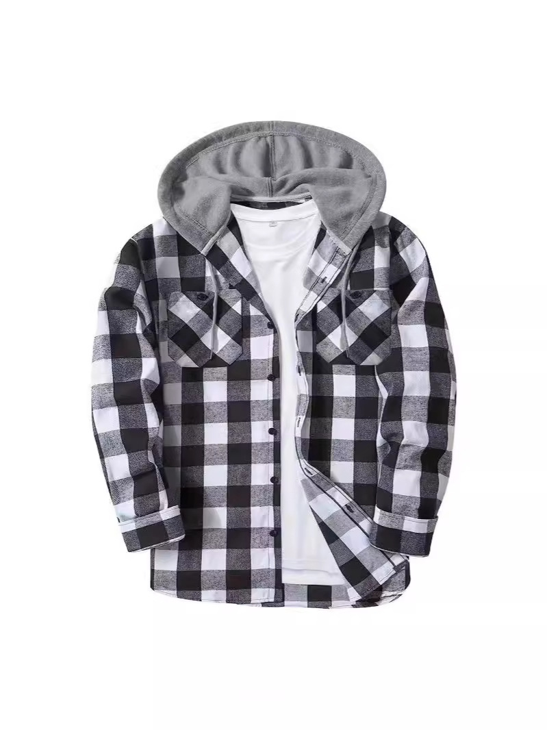 Kids Fleece-Lined Flannel Shirt, Hooded Plaid  |  Tops Clothing Adobe Red