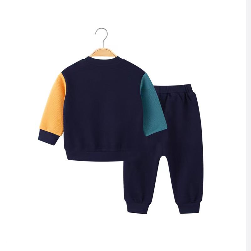 Kids Infants’ And Toddlers’ Athleisure Sweatsuit Set  |  Toddler & Baby Clothing Carbon Navy Color Block