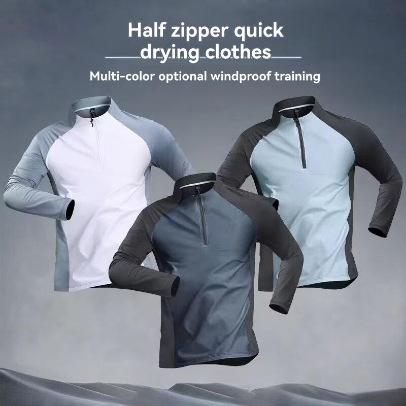 Mens Adventure Grid Fleece, Quarter-Zip Colorblock  |  Fleece Clothing Blue Quartz