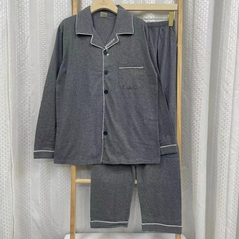 Mens Cotton Knit Pajamas, Button-Front Pj Set  |  Sleepwear Clothing Mens