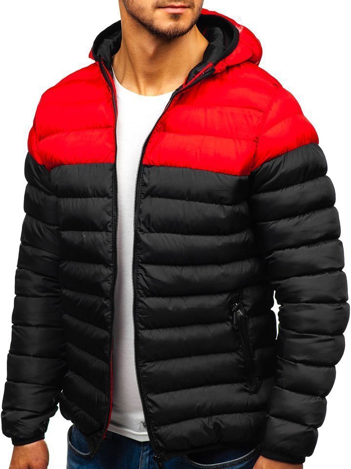 Mens Down Hooded Jacket, Colorblock  |  Insulated Jackets Insulated Jackets Burgundy