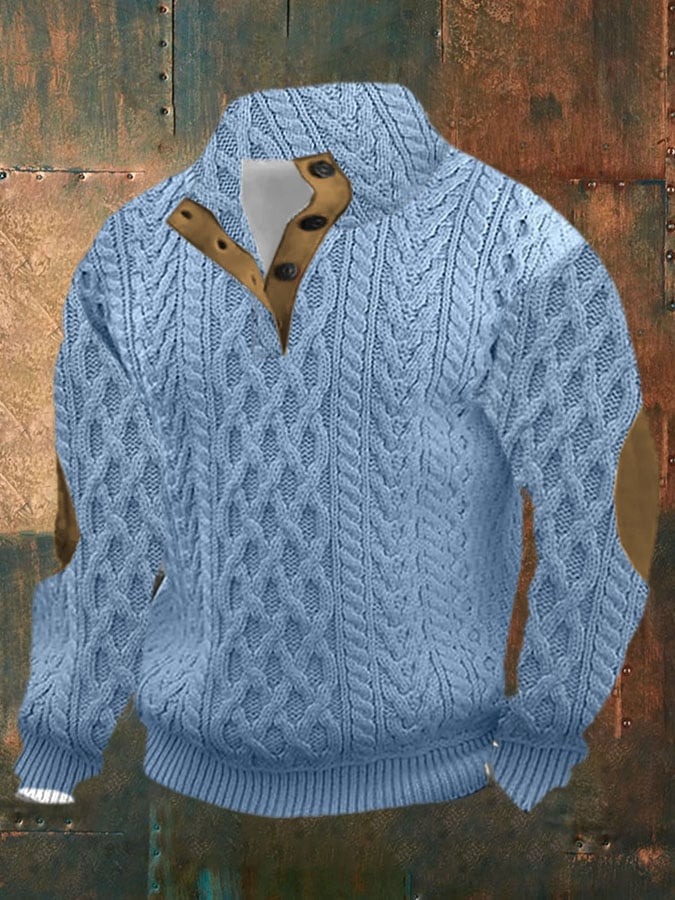 Mens Heritage Soft Cotton Fisherman Sweater, Button-Mock  |  Sweaters Clothing Cream