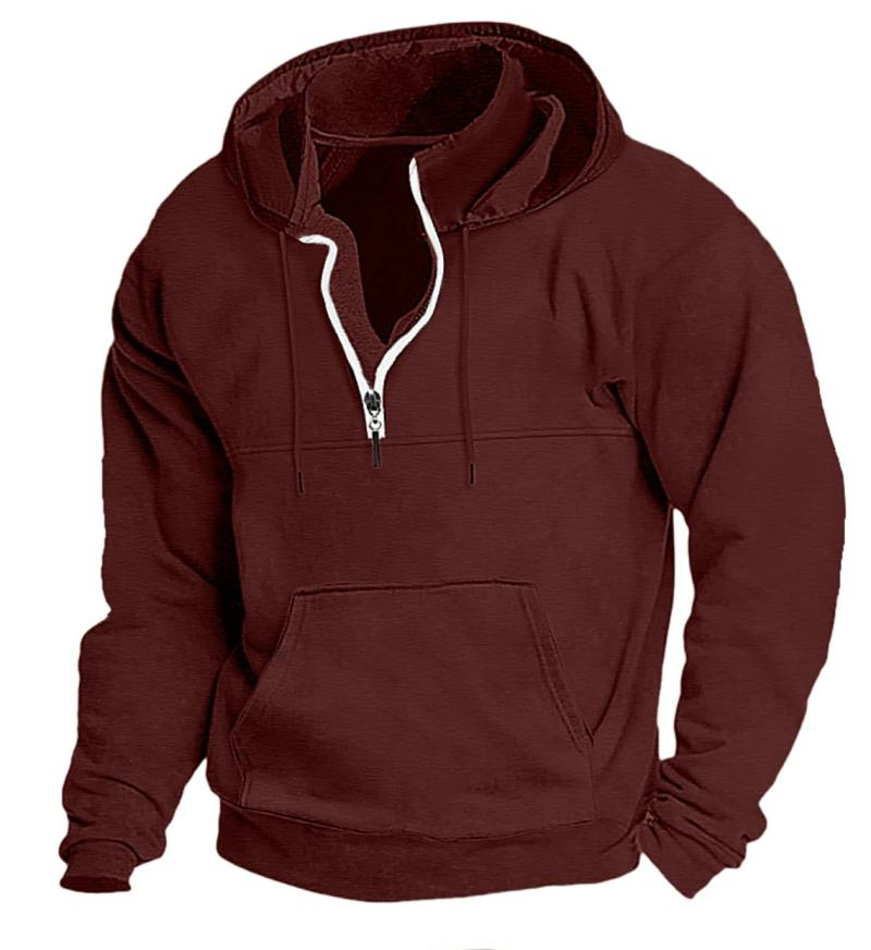 Mens Katahdin Iron Works® Half-Zip Sweatshirt, Hooded, Fleece-Lined  |  Sweatshirts Clothing Burgundy