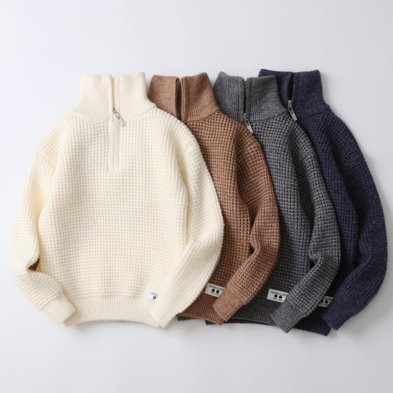 Mens Organic Cotton Waffle Sweater, Quarter Zip  |  Sweaters Clothing Dark Pine