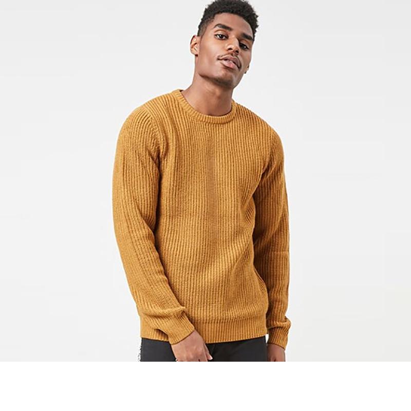 Mens Organic Cotton Waffle Sweater, Rollneck Crew  |  Sweaters Clothing Mens