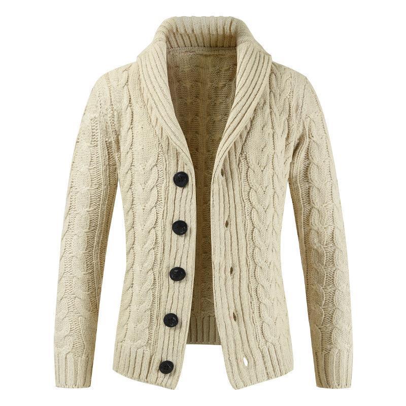 Mens Signature Cotton Fisherman Sweater, Shawl-Collar Cardigan  |  Sweaters Clothing Beige