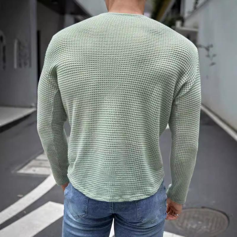 Mens Textured Washed Cotton Sweaters, Crewneck  |  Sweaters Clothing Mens