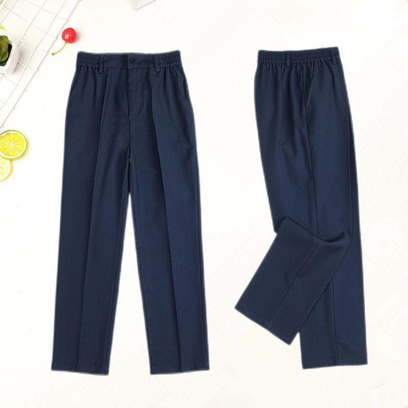 Mens Wrinkle-Free Double L® Chinos, Natural Fit, Hidden Comfort, Pleated  |  Pants Clothing Carbon Navy