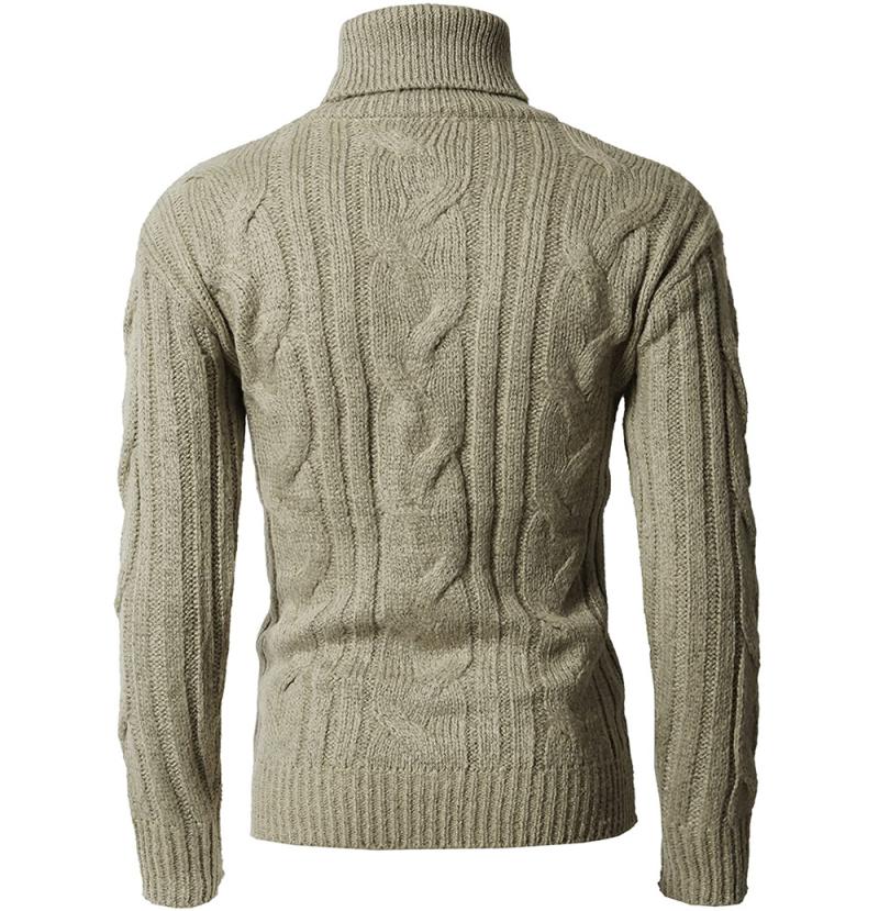 Womens Double L® Mixed-Cable Sweater, Funnelneck  |  Sweaters Clothing Charcoal Heather