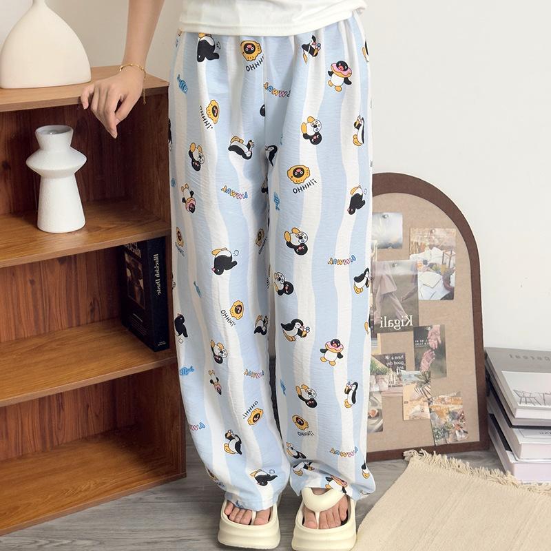 Womens Flannel Sleep Pants, Print  |  Sleepwear Clothing Blue Mist Icon Dog