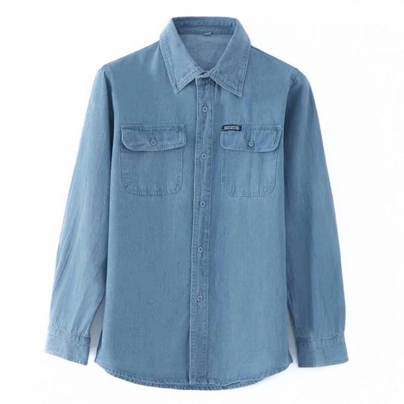 Womens Heritage Washed Denim Shirt, Long-Sleeve  |  Shirts & Tops Clothing Light Indigo