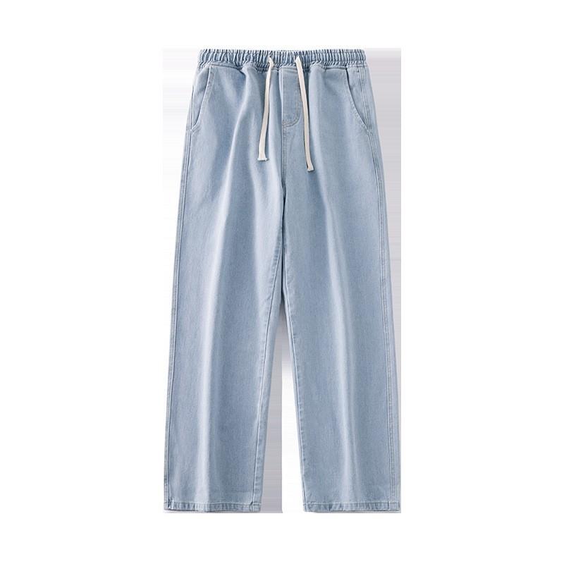 Womens Lakewashed Pull-On Chinos, Mid-Rise Wide-Leg Chambray  |  Pants Clothing Chambray