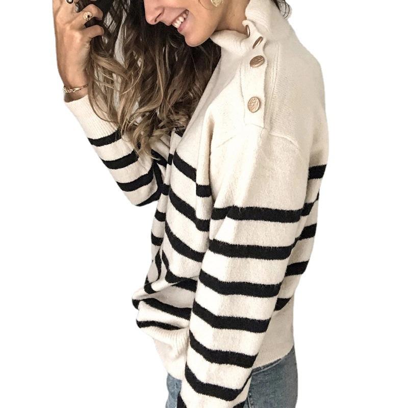 Womens Signature Wool-Blend Sweater, Pullover  |  Sweaters Clothing Sailcloth Stripe