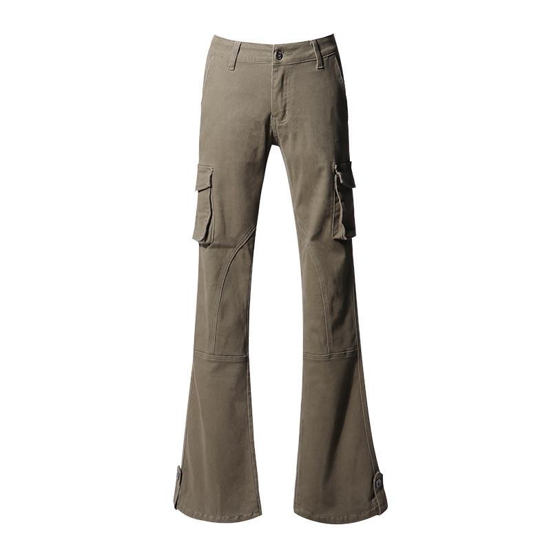 Womens Stretch Canvas Cargo Pants, Mid-Rise Straight-Leg  |  Pants Clothing Dusty Olive