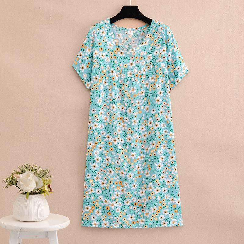 Womens Supima Nightgown, Short-Sleeve Floral  |  Sleepwear Clothing Dusty Green Floral