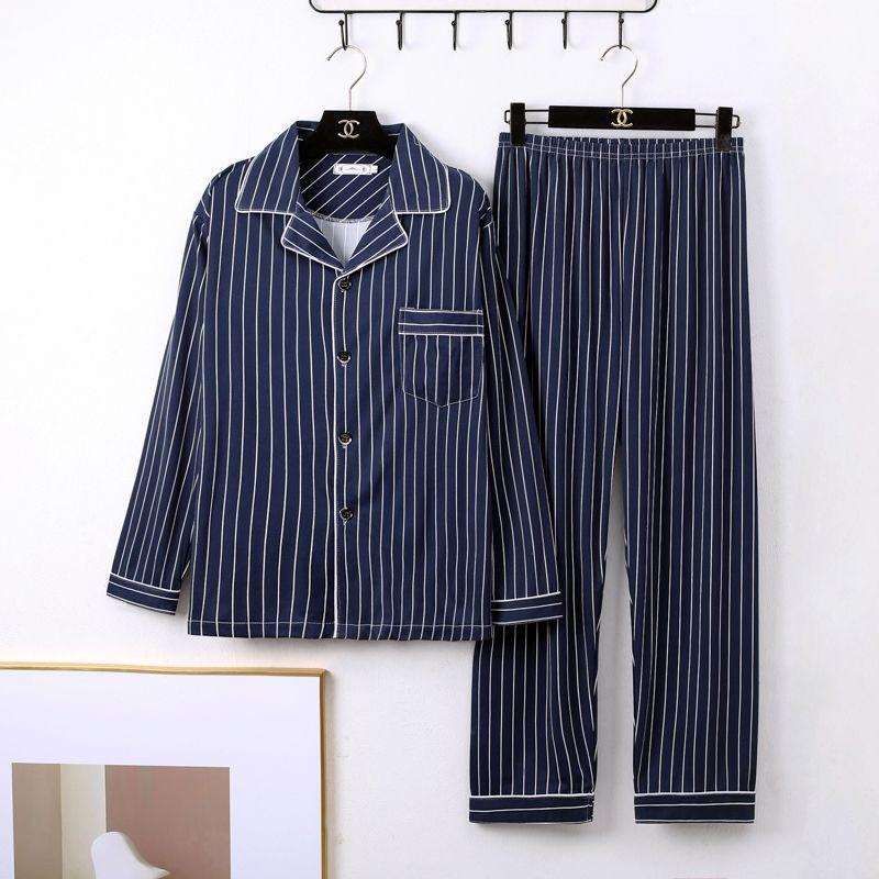 Womens Super-Soft Shrink-Free Button Front Pajama Set, Stripe  |  Sleepwear Clothing Classic Navy