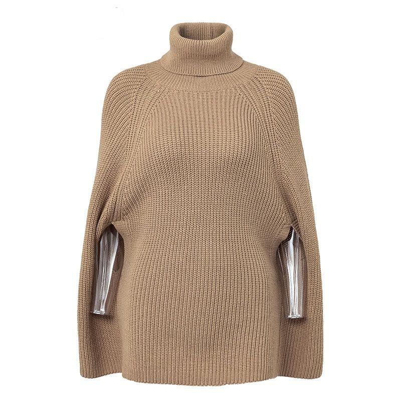 Womens Supersoft Waffle Sweater, Turtleneck  |  Sweaters Clothing Honey Brown Heather